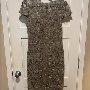 Tadashi Shoji Metallic Lace Midi Dress